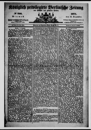 Königlich privilegirte Berlinische Zeitung von Staats- und gelehrten Sachen vom 13.12.1871