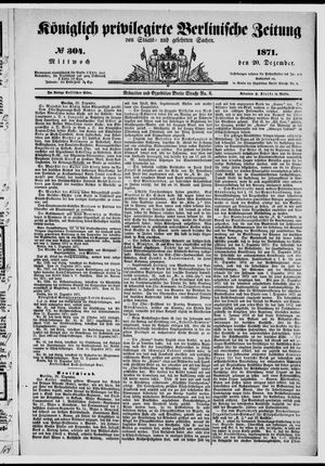 Königlich privilegirte Berlinische Zeitung von Staats- und gelehrten Sachen vom 20.12.1871