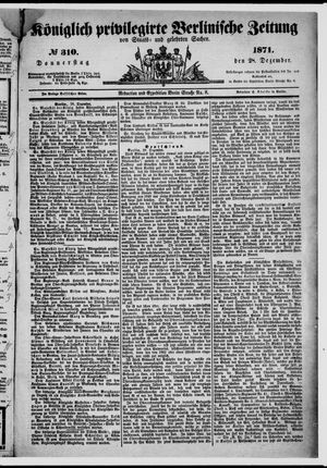 Königlich privilegirte Berlinische Zeitung von Staats- und gelehrten Sachen vom 28.12.1871