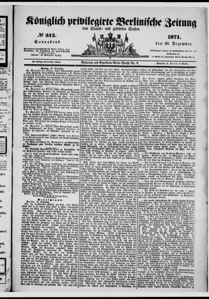 Königlich privilegirte Berlinische Zeitung von Staats- und gelehrten Sachen vom 30.12.1871