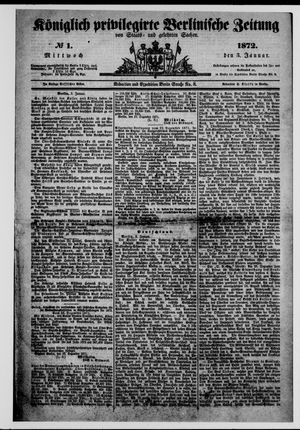 Königlich privilegirte Berlinische Zeitung von Staats- und gelehrten Sachen vom 03.01.1872