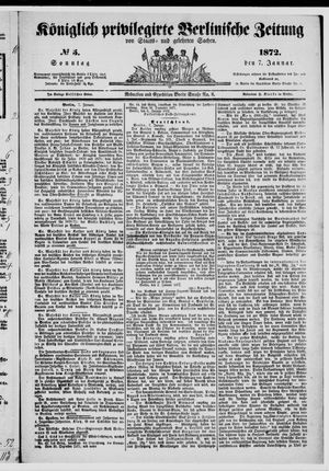 Königlich privilegirte Berlinische Zeitung von Staats- und gelehrten Sachen vom 07.01.1872