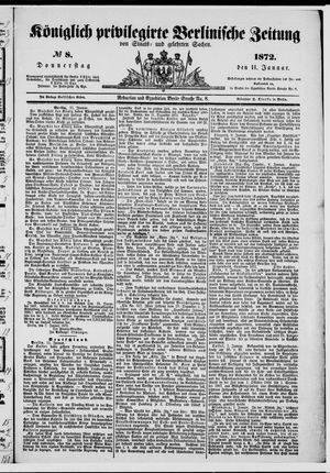Königlich privilegirte Berlinische Zeitung von Staats- und gelehrten Sachen vom 11.01.1872