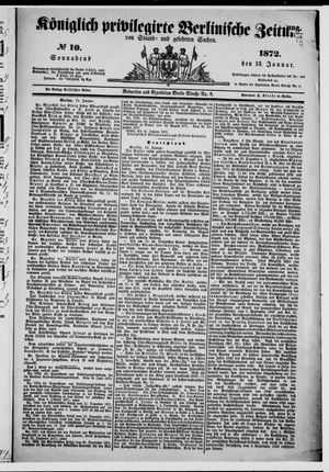 Königlich privilegirte Berlinische Zeitung von Staats- und gelehrten Sachen on Jan 13, 1872
