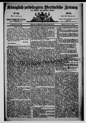 Königlich privilegirte Berlinische Zeitung von Staats- und gelehrten Sachen on Jan 23, 1872