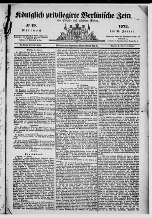 Königlich privilegirte Berlinische Zeitung von Staats- und gelehrten Sachen vom 24.01.1872