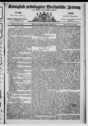 Königlich privilegirte Berlinische Zeitung von Staats- und gelehrten Sachen vom 25.01.1872
