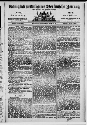 Königlich privilegirte Berlinische Zeitung von Staats- und gelehrten Sachen vom 08.02.1872