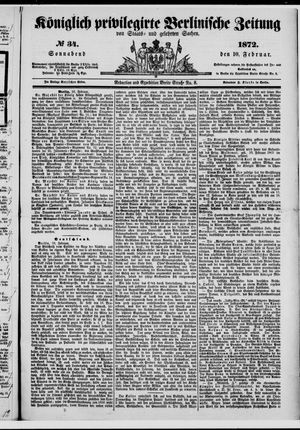 Königlich privilegirte Berlinische Zeitung von Staats- und gelehrten Sachen vom 10.02.1872