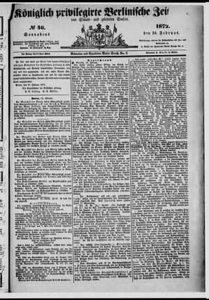 Königlich privilegirte Berlinische Zeitung von Staats- und gelehrten Sachen on Feb 24, 1872