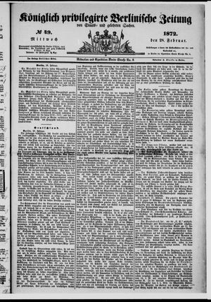 Königlich privilegirte Berlinische Zeitung von Staats- und gelehrten Sachen vom 28.02.1872