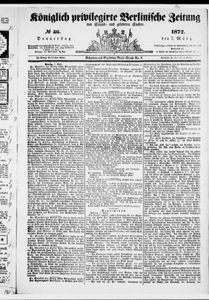 Königlich privilegirte Berlinische Zeitung von Staats- und gelehrten Sachen vom 07.03.1872