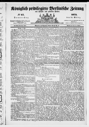 Königlich privilegirte Berlinische Zeitung von Staats- und gelehrten Sachen on Mar 14, 1872