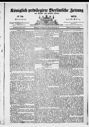 Königlich privilegirte Berlinische Zeitung von Staats- und gelehrten Sachen vom 23.03.1872