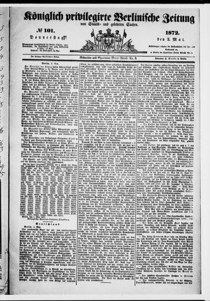 Königlich privilegirte Berlinische Zeitung von Staats- und gelehrten Sachen vom 02.05.1872