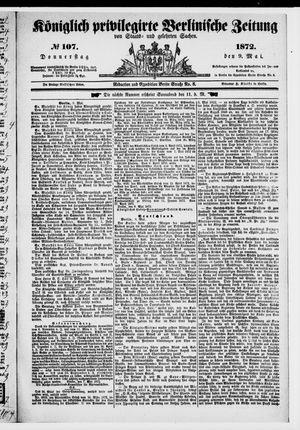 Königlich privilegirte Berlinische Zeitung von Staats- und gelehrten Sachen vom 09.05.1872