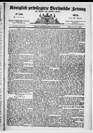 Königlich privilegirte Berlinische Zeitung von Staats- und gelehrten Sachen vom 28.06.1872