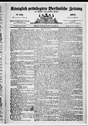 Königlich privilegirte Berlinische Zeitung von Staats- und gelehrten Sachen on Jul 4, 1872