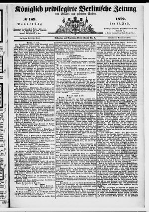 Königlich privilegirte Berlinische Zeitung von Staats- und gelehrten Sachen vom 11.07.1872