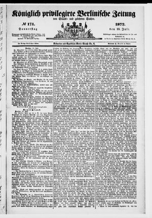 Königlich privilegirte Berlinische Zeitung von Staats- und gelehrten Sachen on Jul 25, 1872