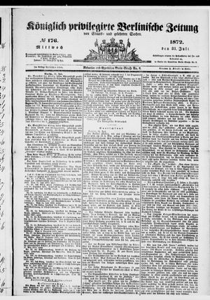 Königlich privilegirte Berlinische Zeitung von Staats- und gelehrten Sachen on Jul 31, 1872