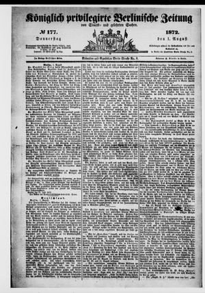 Königlich privilegirte Berlinische Zeitung von Staats- und gelehrten Sachen vom 01.08.1872