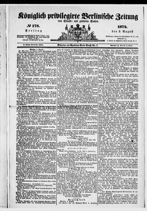 Königlich privilegirte Berlinische Zeitung von Staats- und gelehrten Sachen vom 02.08.1872