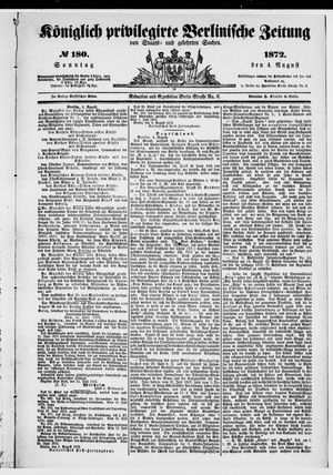 Königlich privilegirte Berlinische Zeitung von Staats- und gelehrten Sachen on Aug 4, 1872