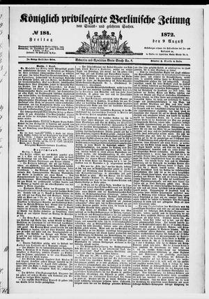 Königlich privilegirte Berlinische Zeitung von Staats- und gelehrten Sachen vom 09.08.1872