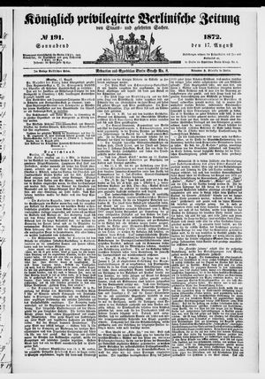 Königlich privilegirte Berlinische Zeitung von Staats- und gelehrten Sachen vom 17.08.1872