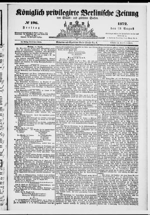 Königlich privilegirte Berlinische Zeitung von Staats- und gelehrten Sachen on Aug 23, 1872