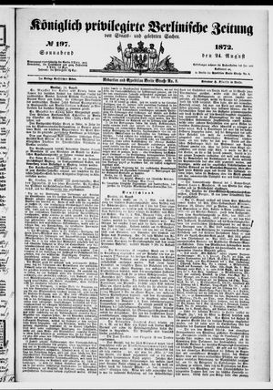 Königlich privilegirte Berlinische Zeitung von Staats- und gelehrten Sachen on Aug 24, 1872