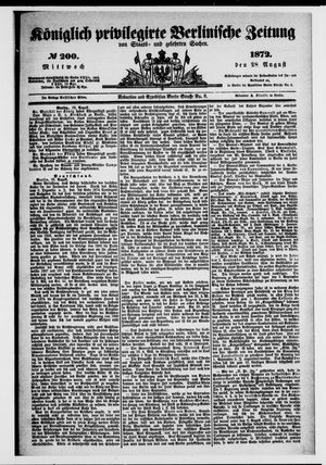 Königlich privilegirte Berlinische Zeitung von Staats- und gelehrten Sachen on Aug 28, 1872