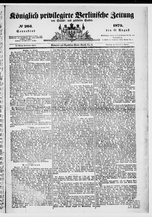 Königlich privilegirte Berlinische Zeitung von Staats- und gelehrten Sachen on Aug 31, 1872