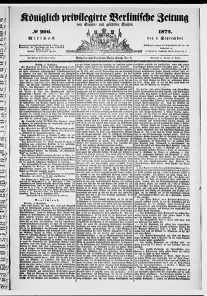 Königlich privilegirte Berlinische Zeitung von Staats- und gelehrten Sachen on Sep 4, 1872