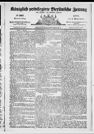 Königlich privilegirte Berlinische Zeitung von Staats- und gelehrten Sachen on Sep 5, 1872