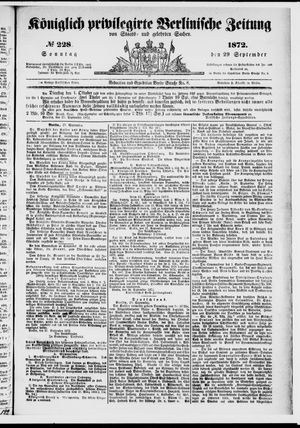 Königlich privilegirte Berlinische Zeitung von Staats- und gelehrten Sachen on Sep 29, 1872