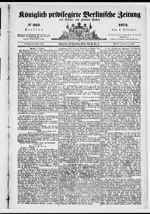Königlich privilegirte Berlinische Zeitung von Staats- und gelehrten Sachen vom 04.10.1872