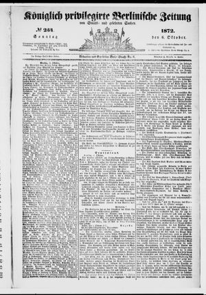 Königlich privilegirte Berlinische Zeitung von Staats- und gelehrten Sachen on Oct 6, 1872
