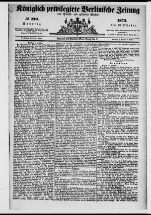 Königlich privilegirte Berlinische Zeitung von Staats- und gelehrten Sachen on Oct 13, 1872
