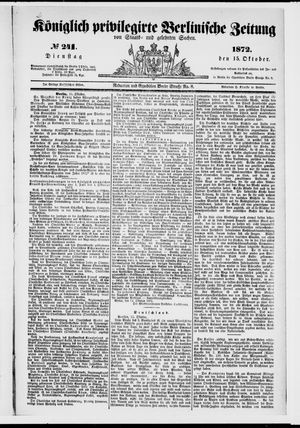 Königlich privilegirte Berlinische Zeitung von Staats- und gelehrten Sachen on Oct 15, 1872