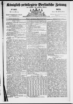 Königlich privilegirte Berlinische Zeitung von Staats- und gelehrten Sachen vom 22.10.1872