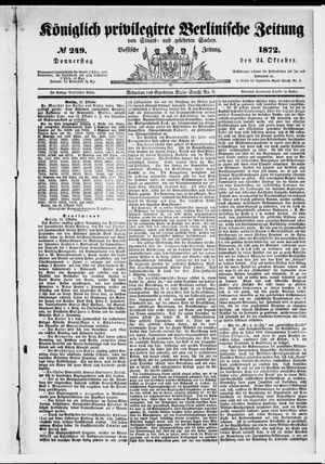 Königlich privilegirte Berlinische Zeitung von Staats- und gelehrten Sachen on Oct 24, 1872