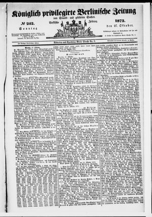 Königlich privilegirte Berlinische Zeitung von Staats- und gelehrten Sachen vom 27.10.1872