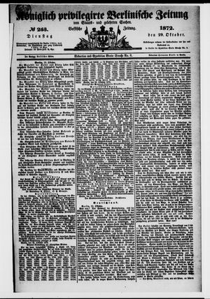 Königlich privilegirte Berlinische Zeitung von Staats- und gelehrten Sachen vom 29.10.1872