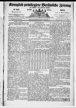 Königlich privilegirte Berlinische Zeitung von Staats- und gelehrten Sachen on Nov 2, 1872
