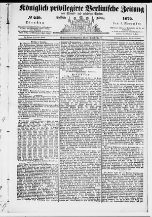 Königlich privilegirte Berlinische Zeitung von Staats- und gelehrten Sachen vom 05.11.1872