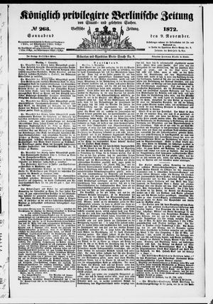 Königlich privilegirte Berlinische Zeitung von Staats- und gelehrten Sachen vom 09.11.1872