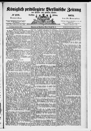 Königlich privilegirte Berlinische Zeitung von Staats- und gelehrten Sachen vom 28.11.1872