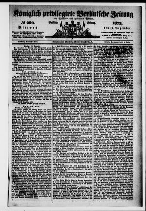 Königlich privilegirte Berlinische Zeitung von Staats- und gelehrten Sachen vom 11.12.1872